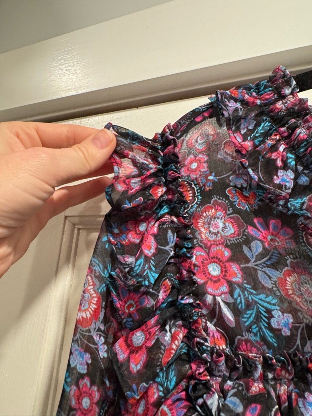 Misa‎ Los Angeles Virginie Maxi Dress Electric Ditsy Boho Party Sheer Feminine - Picture 14 of 15